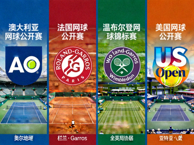 网球四大满贯赛事标志及球场图片